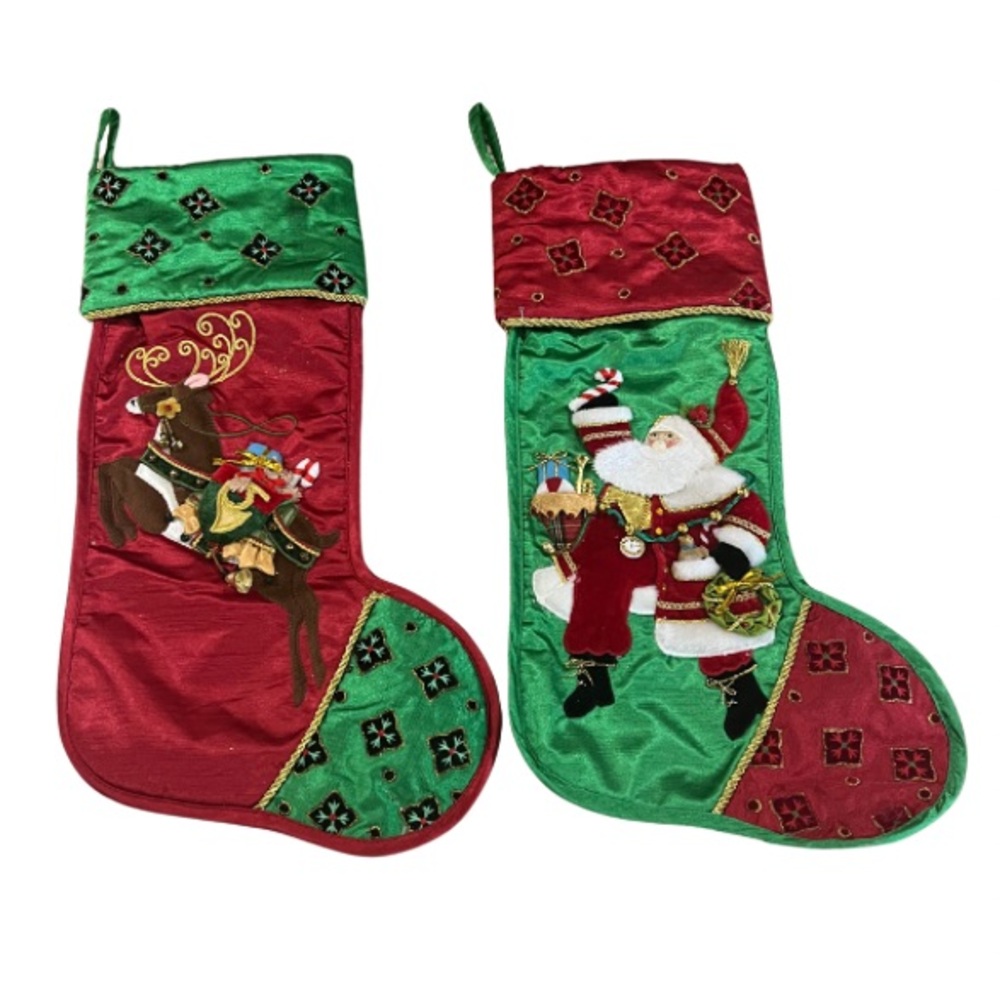 Festive Red and Green Christmas Stocking Set - Picture 1 of 11